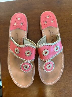 Jack Rogers Coral Pink and Gold Flat Sandals